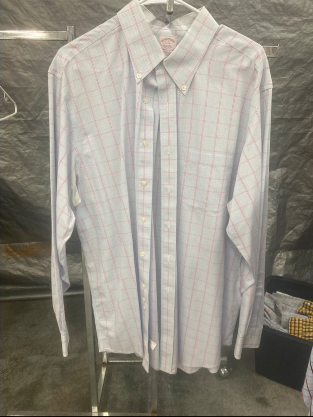 Brooks Brothers Light Blue Shirt with Pink Windowpane